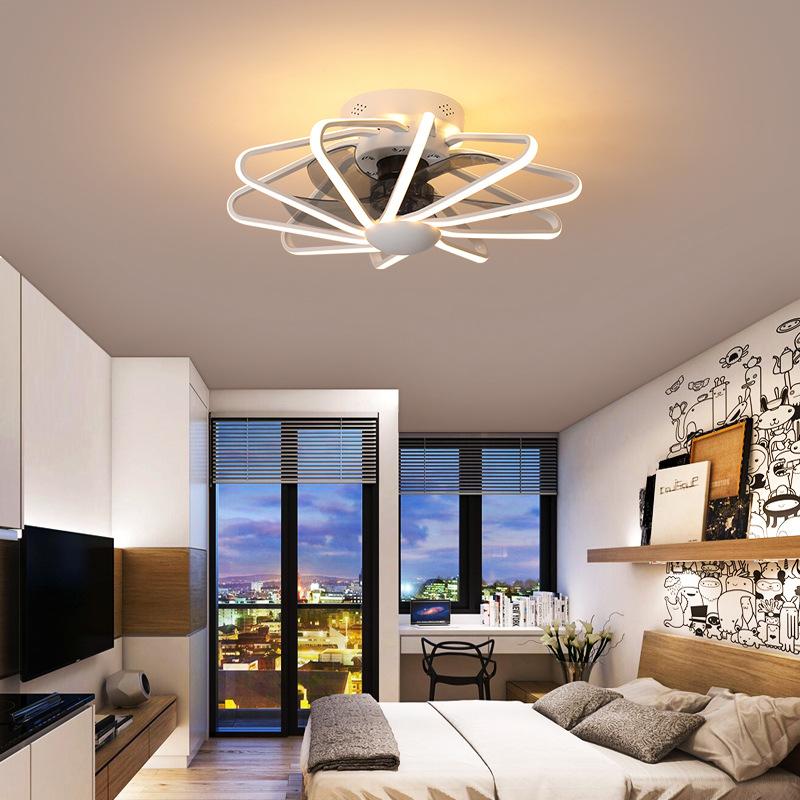 

Nordic Invisible Ceiling Fan Light Bedroom Dining Room Home Creative Ceiling Fan Light Low Floor Simple Fan with Light белый