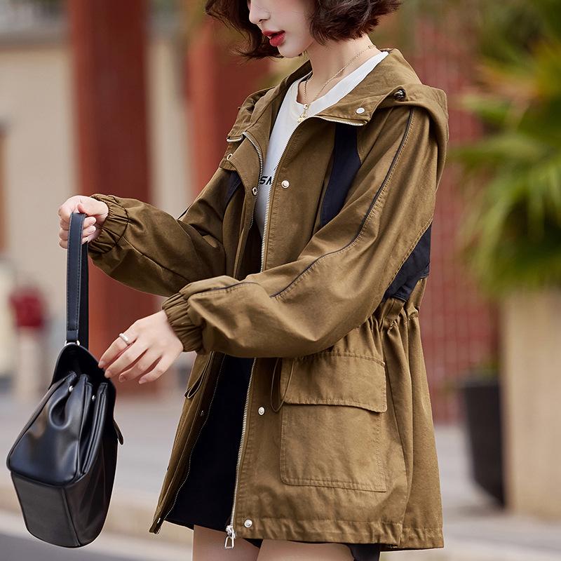 

Шикарное женское 2024 тренч миди большого размера - Весенне-осенняя верхняя одежда, стройнящая талию M (Recommended: 90-110 jin)