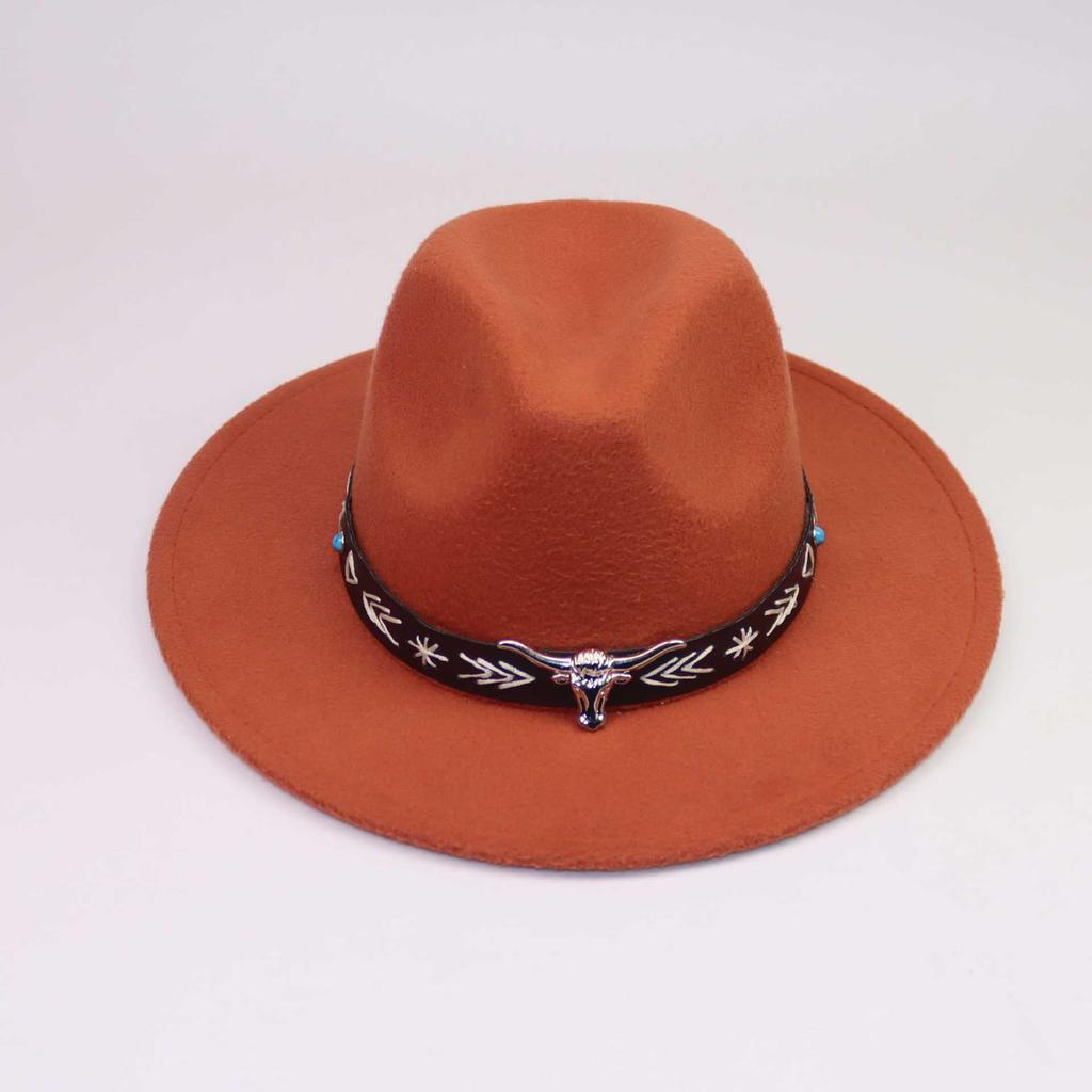 European and American Bull Head Tibetan Cowboy Hat Men's and Women's Western Cowboy Top Hat Outings Party Jazz Hat Felt Hat