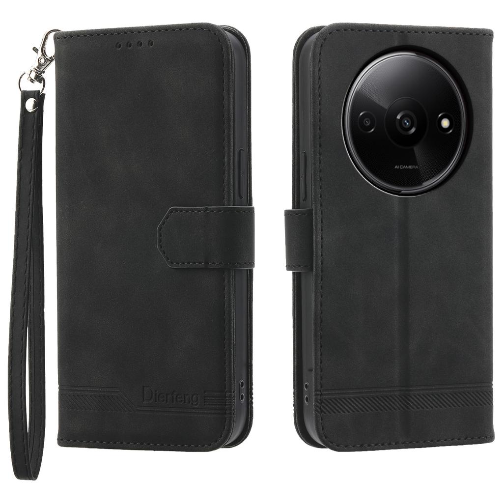 DIERFENG DF-03 Flip Cover for Xiaomi Redmi A3/Poco C61 4G Shockproof Imprinted Wallet Stand Mobile Leather Case