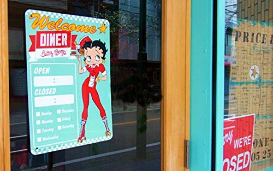 S.H.O.ENTERPRISE Design Accessory, White, 35.5 X 25.5 Cm, Plastic Signboard, Betty Boop, 0018650-0001
