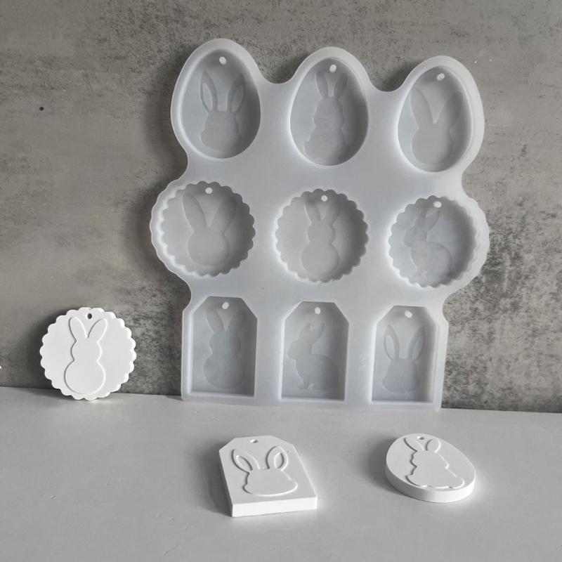 Flexible Silicone Mold for Rabbit Eggs Shaped Handmade Craft Easter Themed Epoxy Resin Pendant Mould Jewelry Supplies