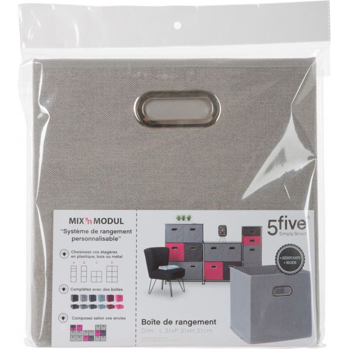 Boite de rangement 31 x 31 x 31 cm Atmosphera - Gris Chiné - 2 boites de rangement