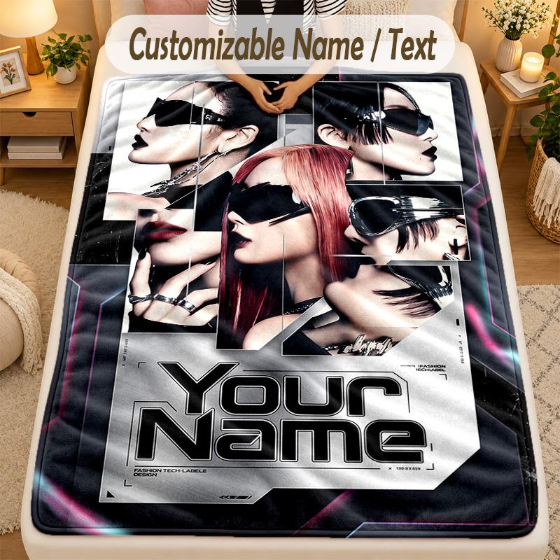 Flannel Blanketaespa Custom Name Text Personalized Soft Warm Throw Blanket Home Decor Gift