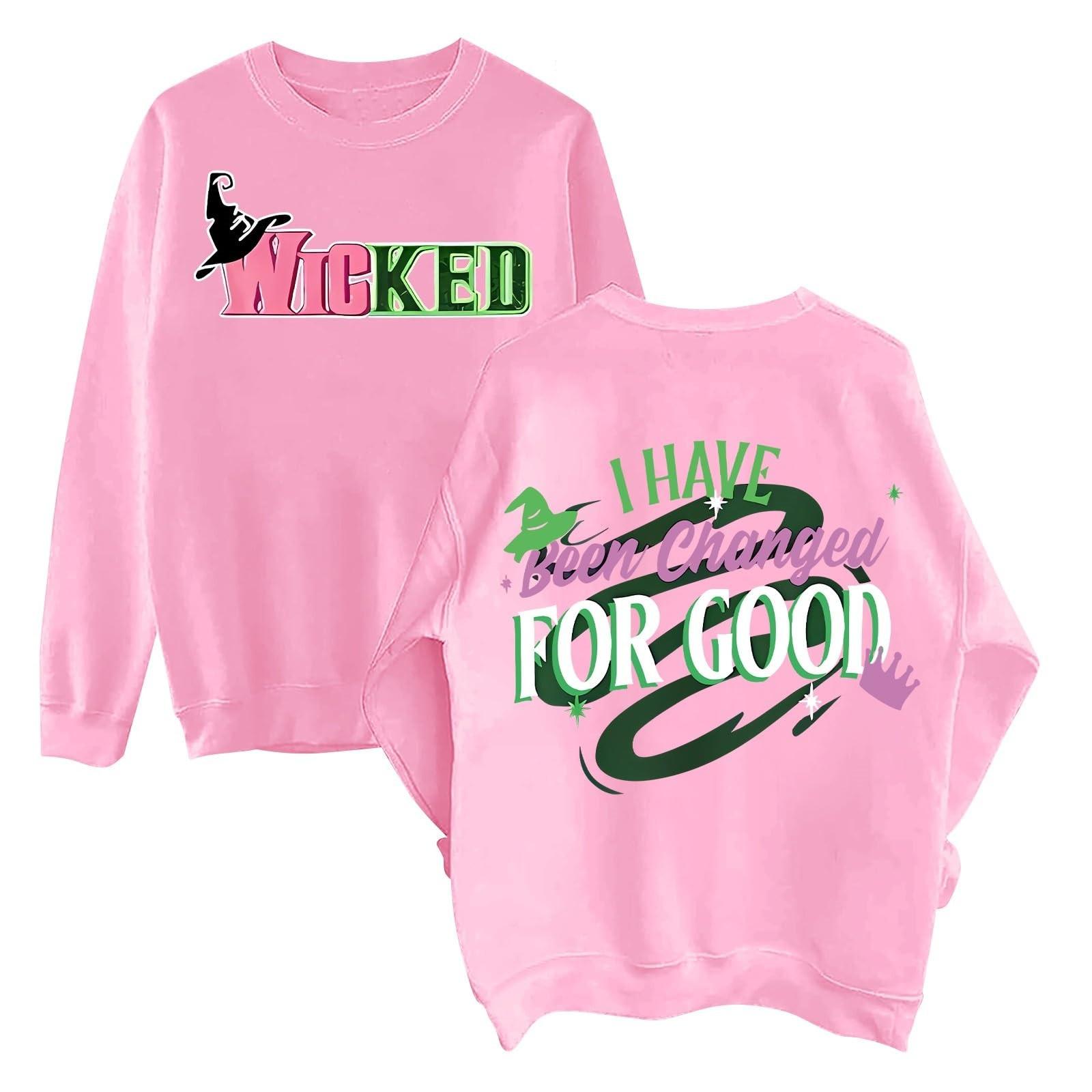 

Женская мода повседневная толстовка с круглым вырезом и длинным рукавом с принтом ведьмы XL розовый