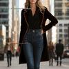 European Mid-length Velvet Trench Coat - 2025 Autumn/Winter Fashion, Elegant Women's Jacket