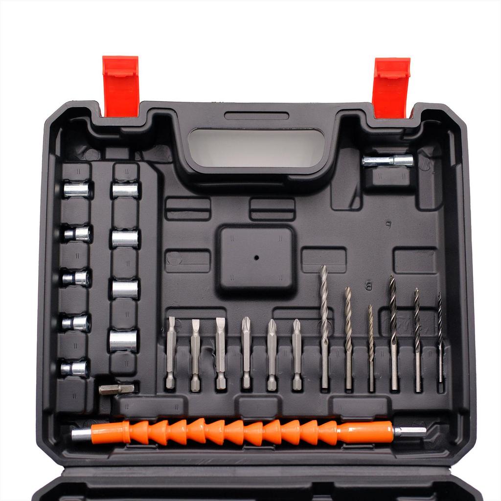 21V Multifunktionale Akku-Handbohrmaschine Set mit 24 Teilen und variabler Geschwindigkeit