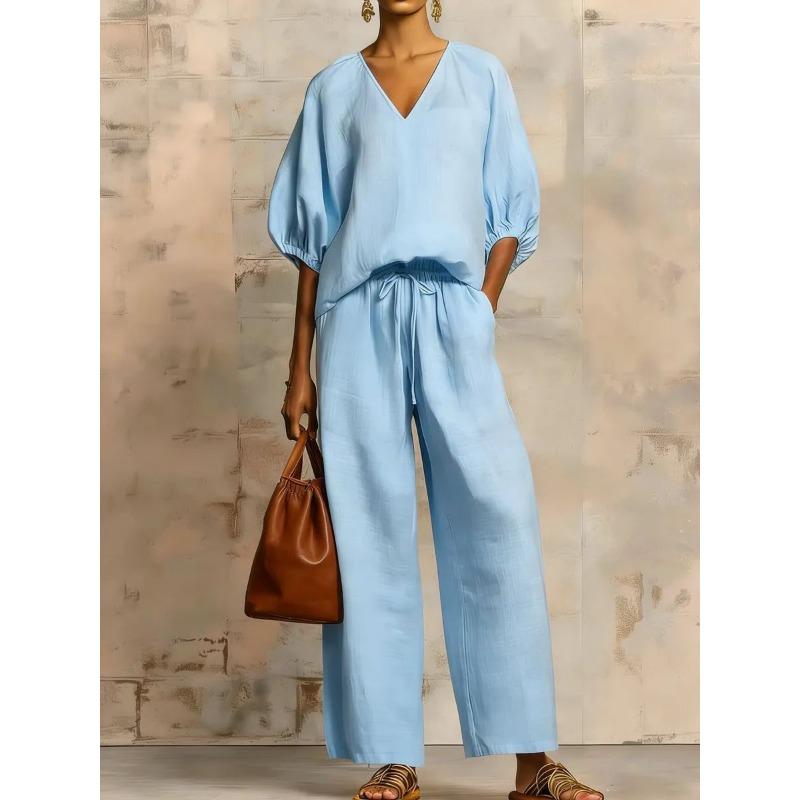IHUASU Women's Fashion Casual Long Sleeve V Neck Pants Suits