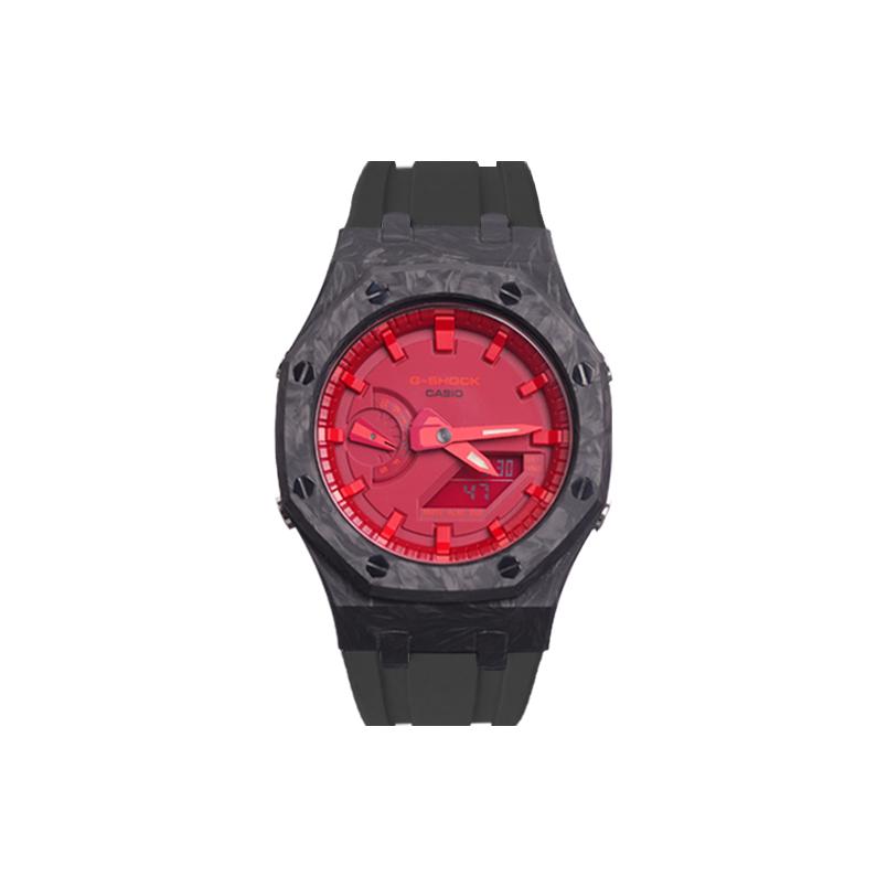 CASIO Unisex Liquid Crystal,Analog Dual Display Series 44mm Red Watch GA-2100-4A(Watch1--) Regular Box