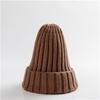 Trendy Autumn Winter Solid Edge Curl Woolen Knitted Skullies Beanies Unisex Ear Protection Warm Fitting Hood Hat