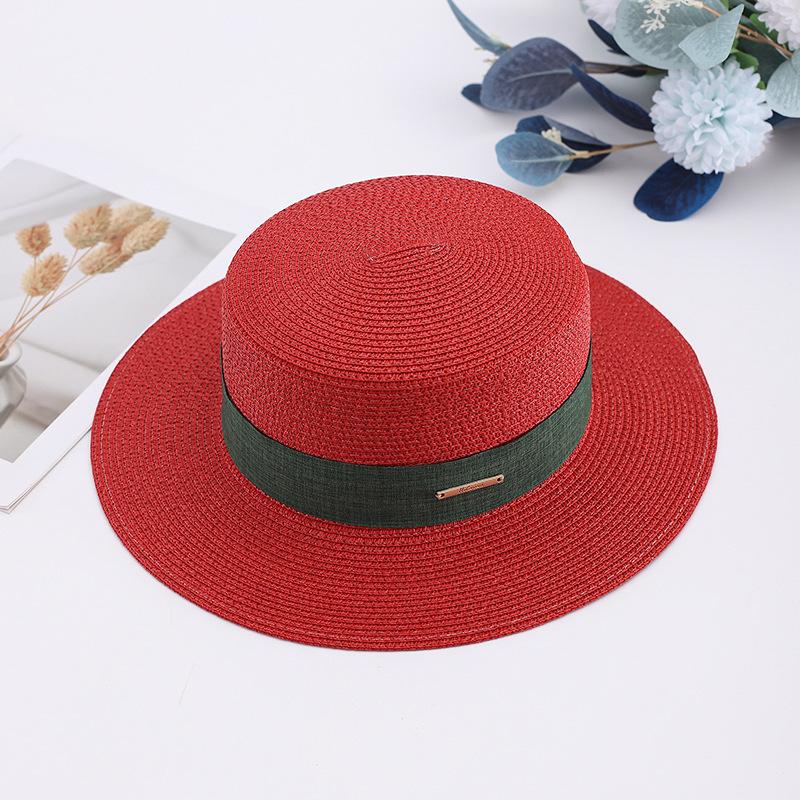 Internet celebrity French retro flat top straw hat summer travel sun hat manufacturer