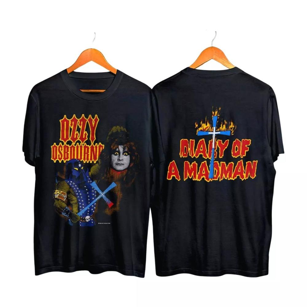 

1982 Ozzy Osbourne Diary Of A Madman 2 Side Black Unisex T-shirt S-5XL S