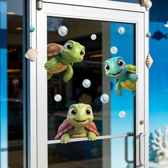 under The Sea Window Mermaid Animal Whale Clings Ocean Turtle Octopus Seahorse