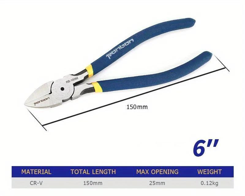

6 Inch Diagonal Cutting Pliers Wire Stripping Tool Side Cutter for Cable Burrs Nipper Electricians DIY Repair Hand Tools. dark blue
