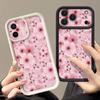 Full Screen Peach Blossoms Floral Case For iPhone 17 Pro Max Funda Shockproof Bumper Cover For iPhone 16 Pro Max 15 14 13 12 11 Air 16E