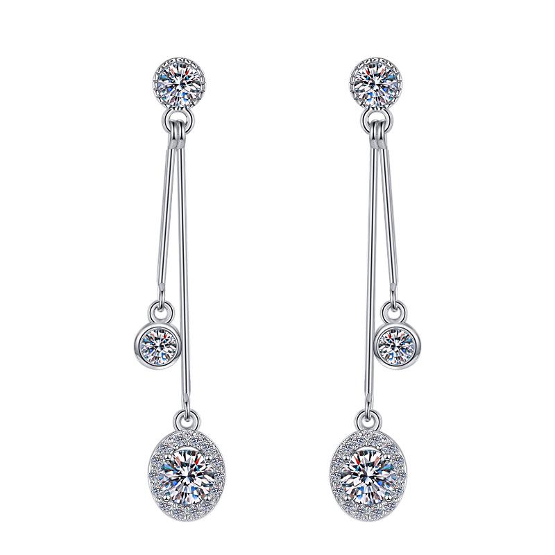 

Серьги-кисточки с муассанитами цвета D, стерлинговое серебро 925 пробы, блестящий крестообразный стиль высокого класса