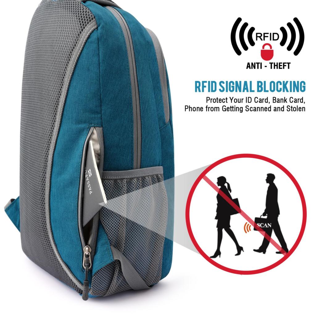 16 RFID for Women [G4Free] Backpack, L, Protection, Compact, Durable, Lightweight, Waterproof, Commuting, School, Hiking, Travel, Outdoors, Men, (Teal