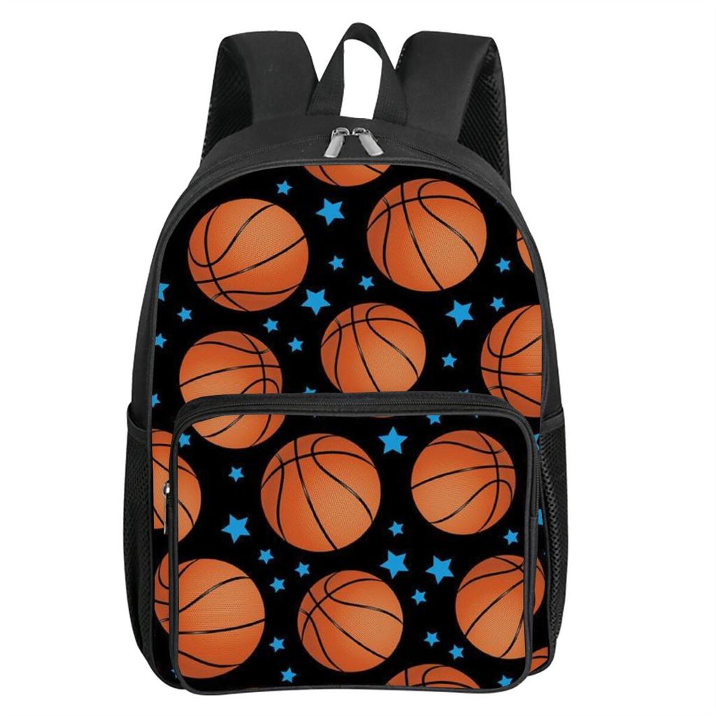Basketball Patten Square Front Pocket Backpack Zipper Large Capacity for Boy/Girls Best Gift 2D Cartoon Children's School Bag