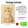 DIY Frameless Pearl Painting Kit Cute Cat 3D Shiny Bead Art Canvas Relaxing Creative Craft for Home Wall Decor Gift
