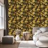 Golden Hibiscus Ochre Wallpaper, Fine Detail for Living Room and Bedroom 50x1000