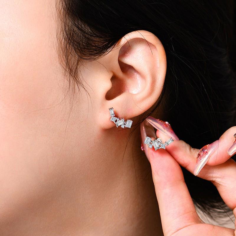 Retro Punk 925 Sterling Silver Irregular Geometric Stud Earrings - Cute, Fashionable Ear Cartilage Accessories