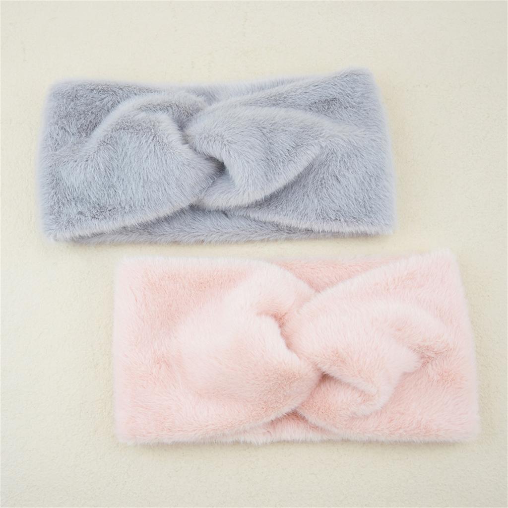 Fitness Sport Headband for Female Wide Turban Knot Hairband Elastic Ear Warmer Headwrap Furry Plush Headband for Yoga