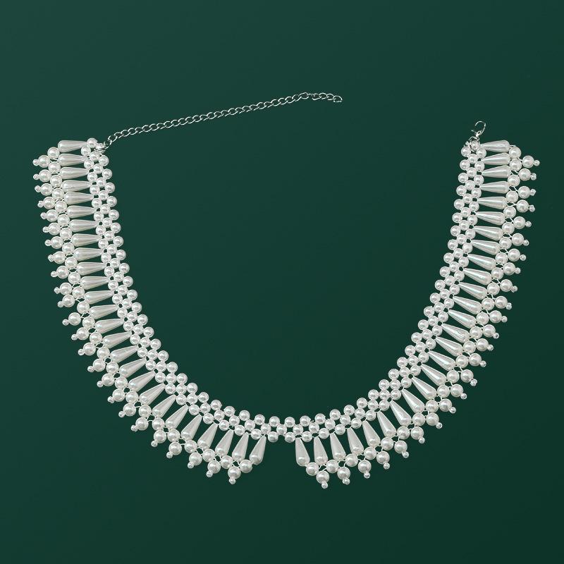 

Retro Korean Pearl Pendant Collar Necklace - Handmade Short Chain
