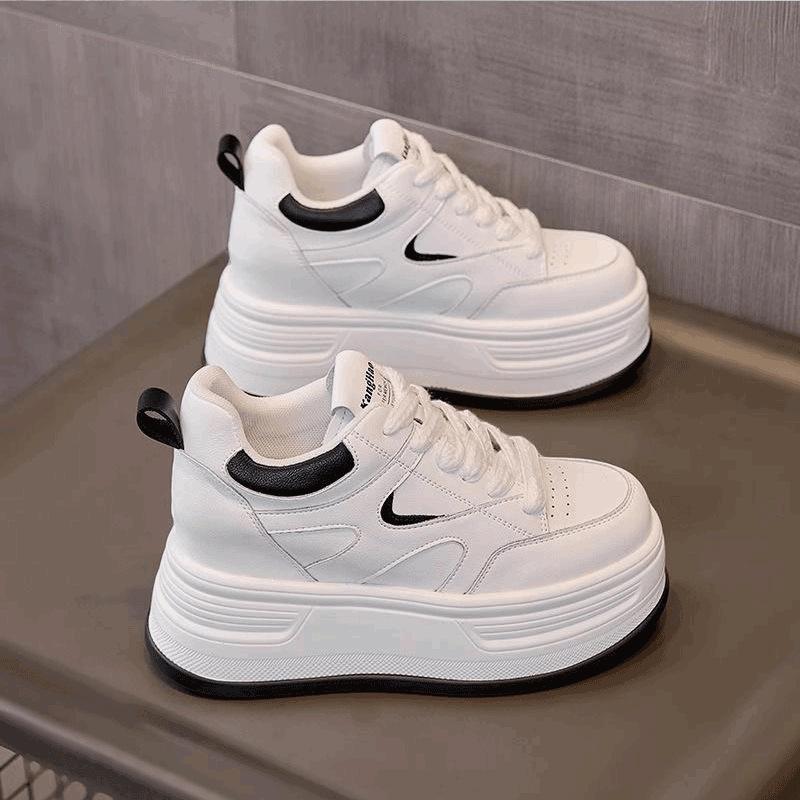 Small women's shoes autumn new inner height increase women's shoes platform muffin shoes casual white shoes