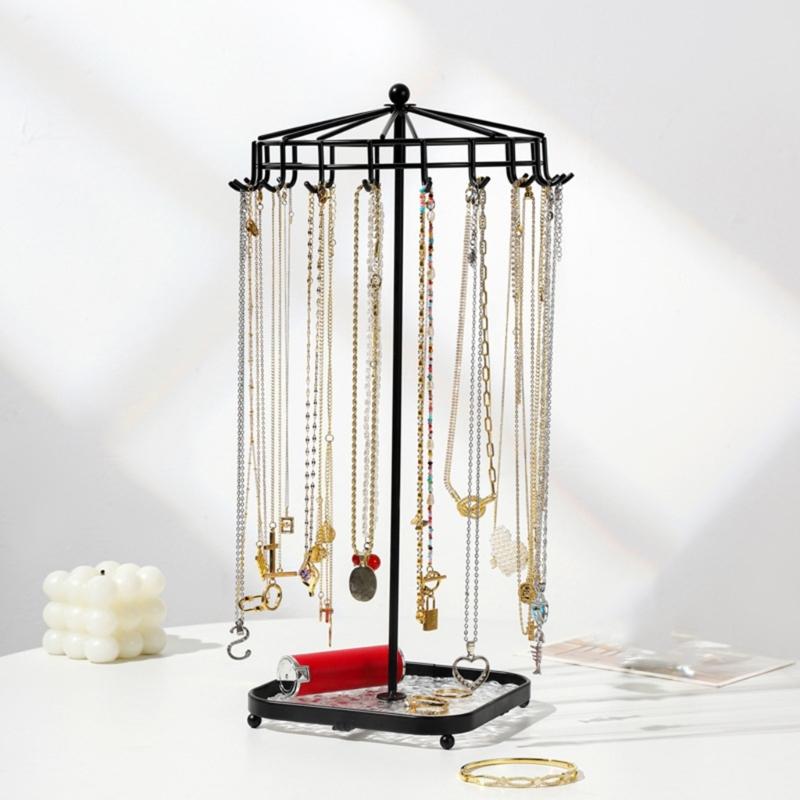 Rotating Jewelry Display Stand Detachable Acrylic Metal Organizers for Necklaces Bracelets Earrings 360 Degree Showcase