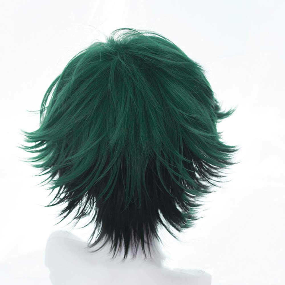 LVMEY Anime Cosplay Character Costume Accessory for Comiket Cultural and School Festivals Wig, Green/Black Short, Heat-Resistant Wig, Events,