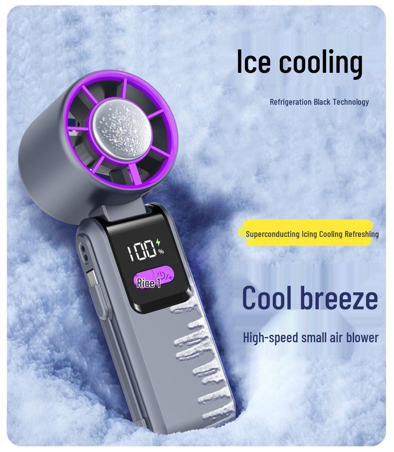 Portable Foldable Mini Handheld Fan with High-Speed Turbine and Semiconductor Cooling for 2026 Outdoor Use