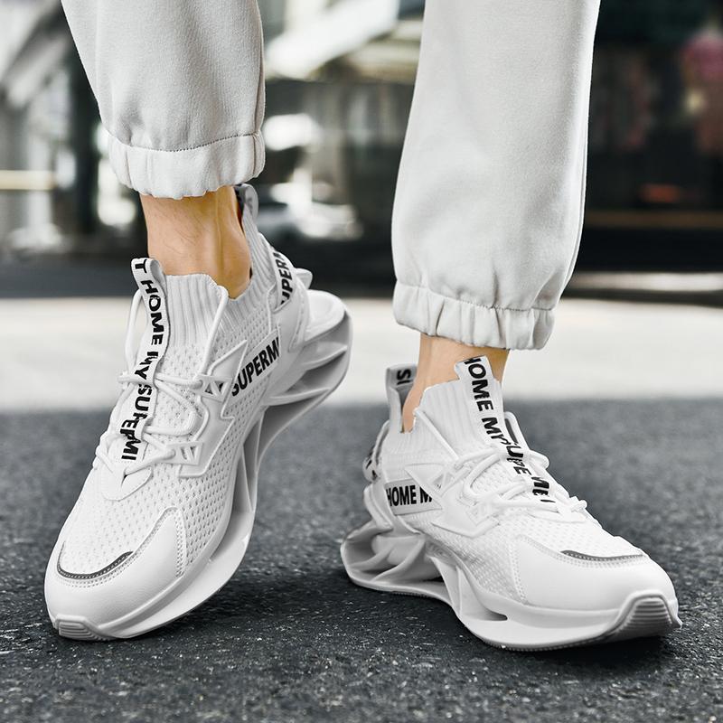 Pantofi sport ocazional pentru bărbați, la modă, țesute cu zburătoare, cu lamă elastică, respirabilă, talpă moale, anti-alunecare, care absoarbe șocuri, baschet, tenis, pantofi de alergare