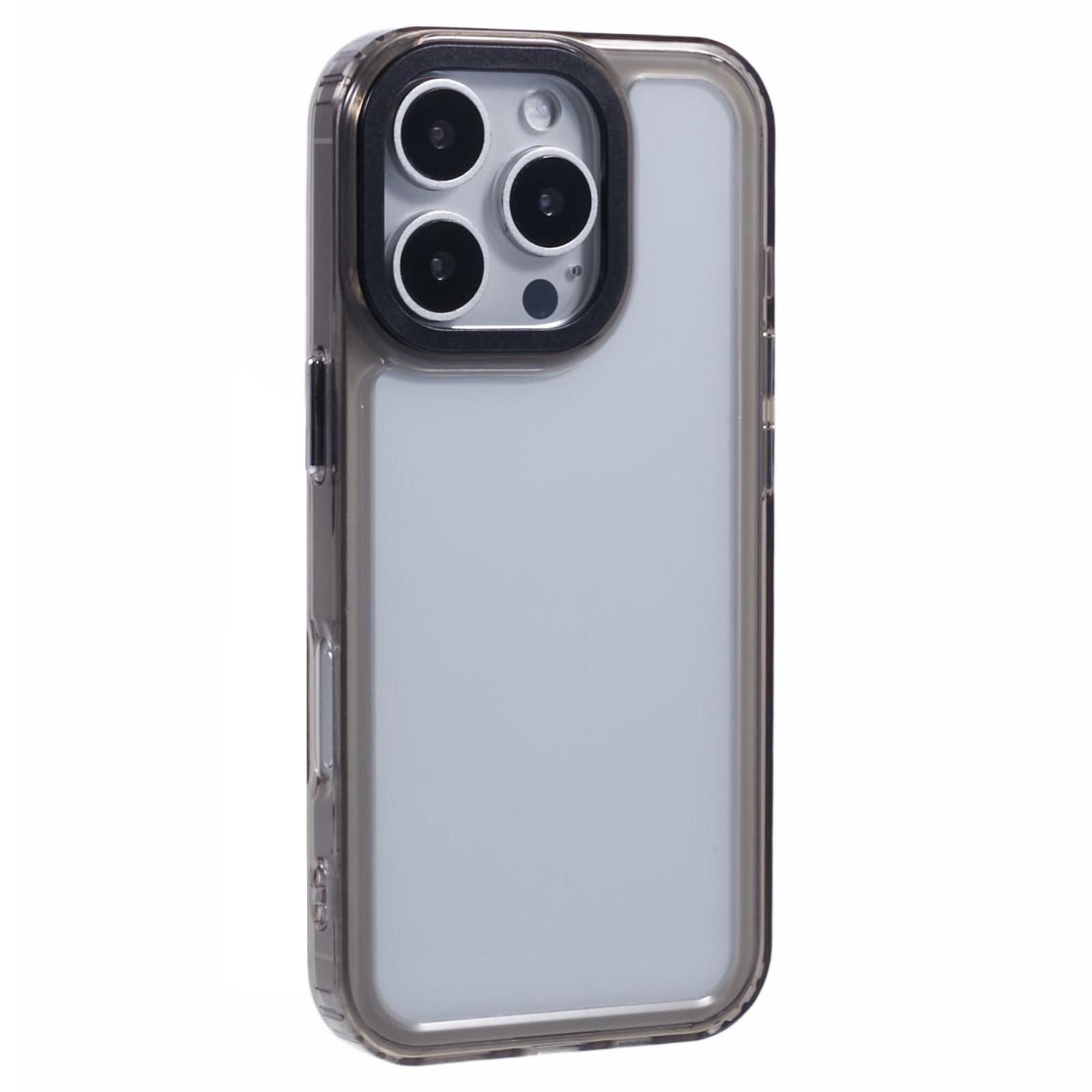 

For iPhone 16 Pro Clear Phone Case PC+TPU Hybrid Back Cover Transparent Black