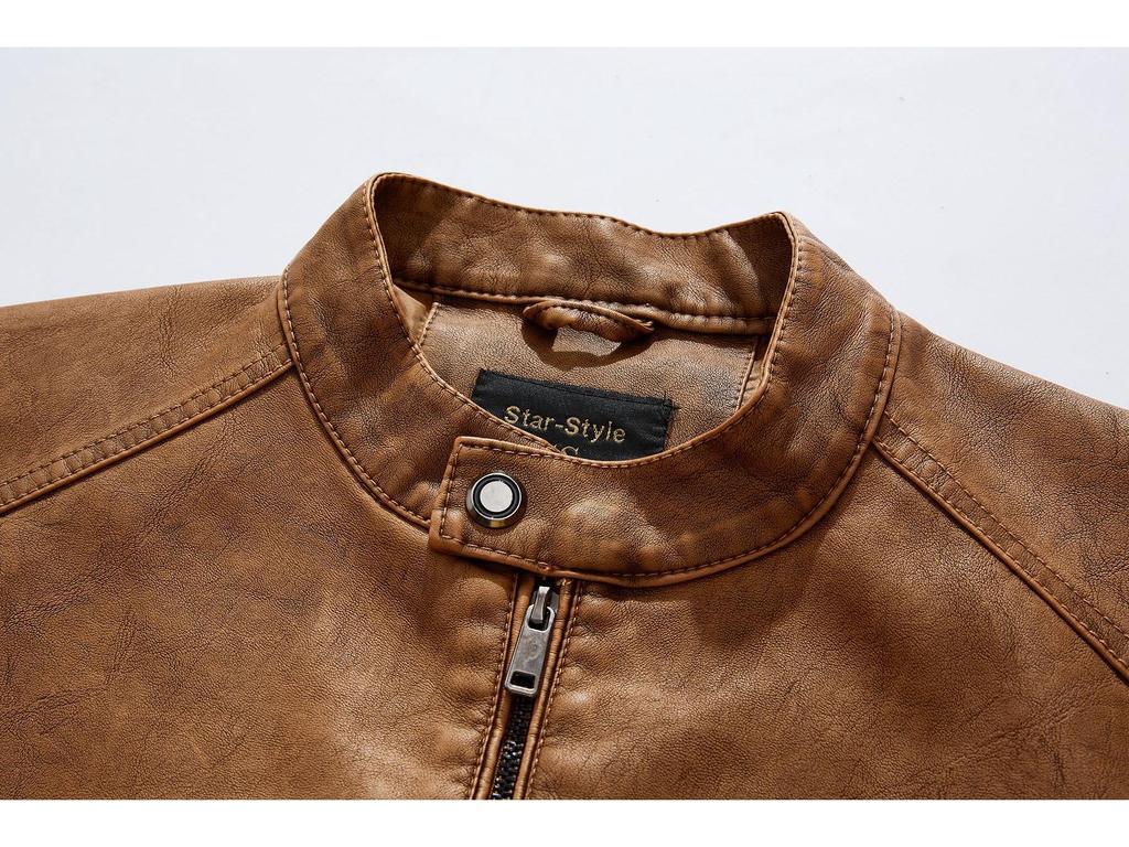 Fourth Generation Men's Leather Jacket - Wash-Faded Style, European Boutique Design, US Sizing