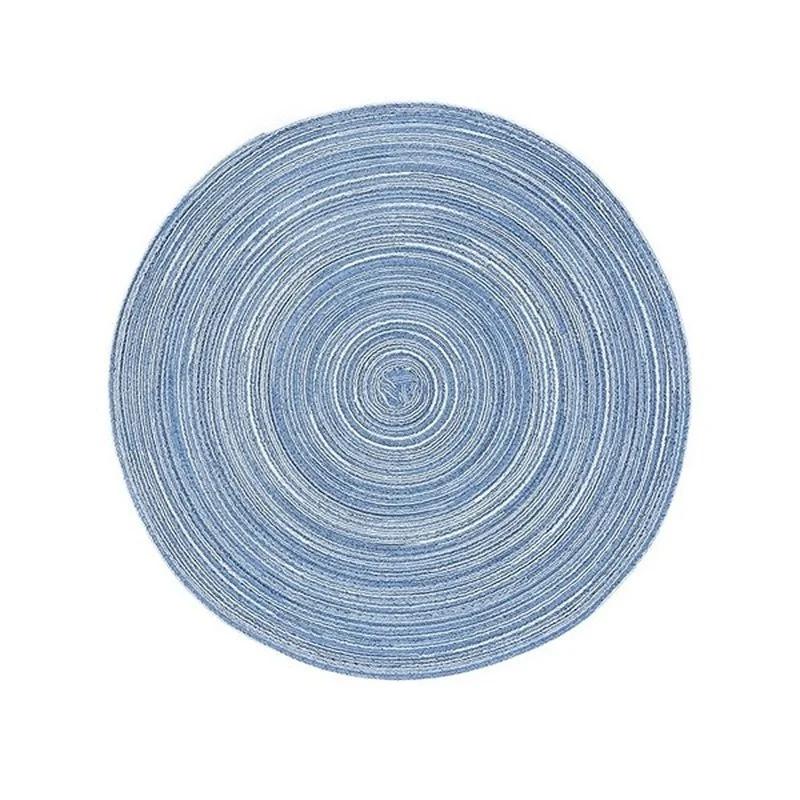 2Pcs/Set 38cm Round Ramie Insulation Pad Solid Placemats Linen Non Slip Table Mats Kitchen Accessories Decoration Home