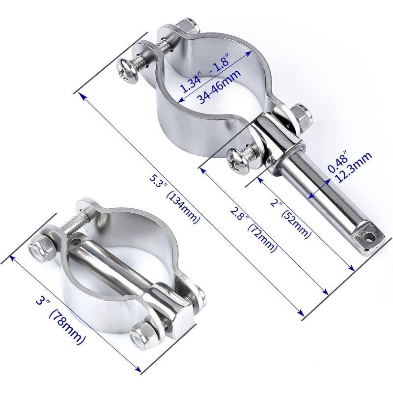 2-pakning med 316 rustfritt stål klemfester for åregafler eller årelåser, båtåregaffelhylse marine yacht
