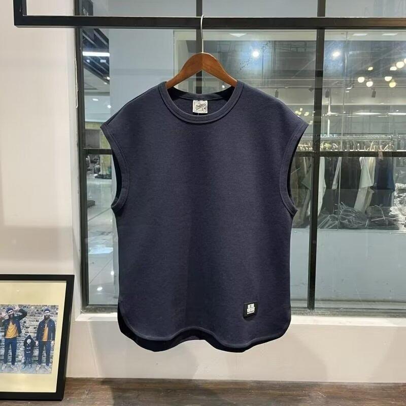 Summer Men Thin Vest Round Neck Waffle Sleeveless Solid Color Casual Waistcoat Fitness Sports Basketball
