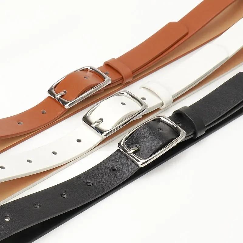 Fashionable Womens Leather Waist Belt With Metal Pin Closure For Chic Office Looks