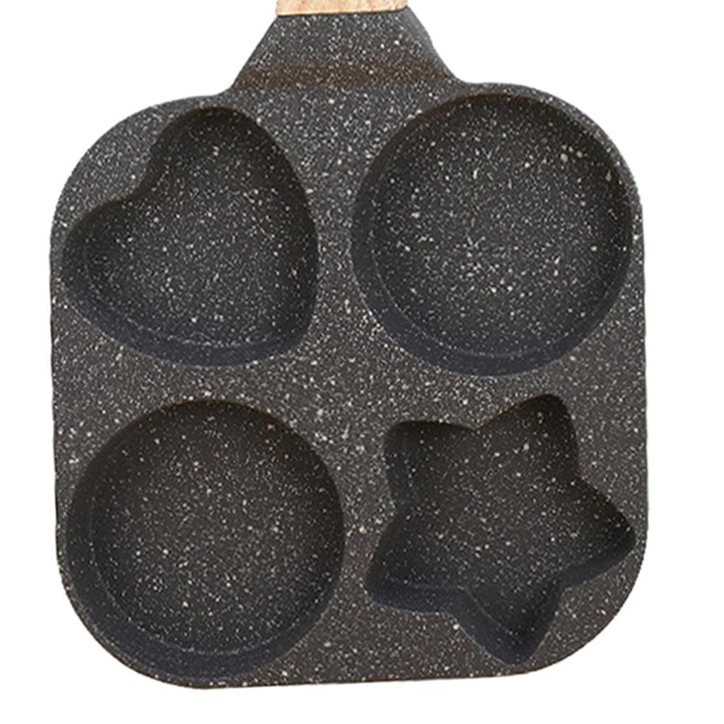 Omelet Pan Breakfast Maker Heat Resistant Handle 4 Holes Divided Grill Frying