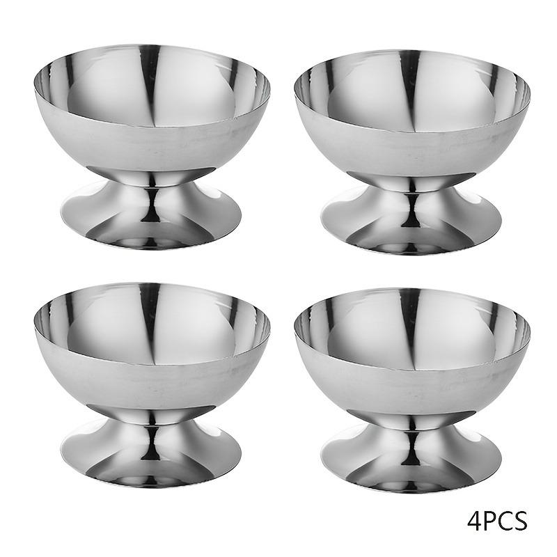 

4-Pack Stainless Steel Ice Cream Bowls Elegant Round Dessert Bowl with Smooth Curved Edges Pudding Dessert Cups Dishwasher Safe