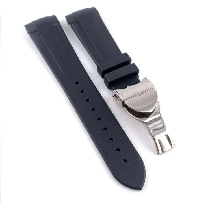 Used 22mm Watch Aftermarket Product Silicone Rubber Strap Curved End Black D Buckle Included [Compatible With] TUDOR Black Bay Tudor Tudor