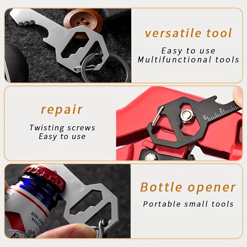 6 In 1 Keychain Pocket Tool for Bottle Opener Screwdriver Ruler Wrench Bit Driver File Portable Design Camping Accessories