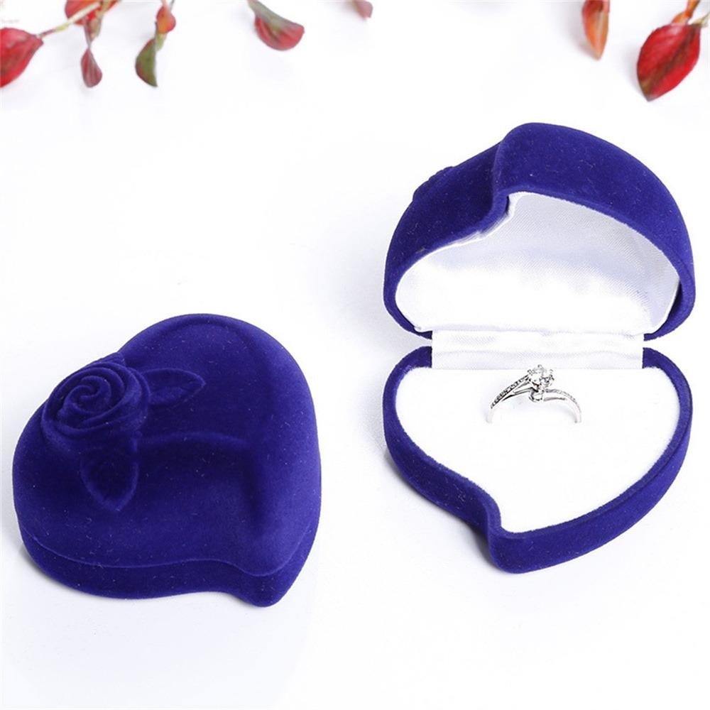 Ring Holder Velvet Heart Ring Box Three-dimensional Ring Display Case Jewelry Organizer  Couple