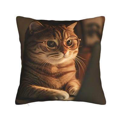Uroczy Kotek w Bluzie (3) Poszewka na poduszkę Design Poszewka na poduszkę Retro Modna Poszewka na poduszkę Do Salonu Kanapy