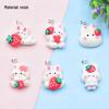 Colorful Resin Strawberry Rabbit Charm Earring & Keychain Accessory - DIY Jewelry