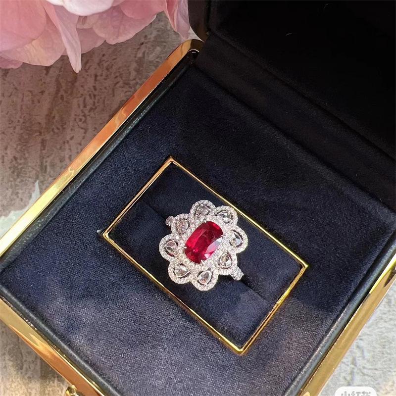 Luxury Ruby Gem Jewelry Set: Exquisite Three-Piece Earrings, Ring, and Necklace for Women