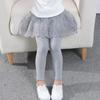 Leggings per bambine dai 2 ai 6 anni, primavera, autunno, gonna e pantaloni in pizzo, pantaloni da principessa per bambine, alla moda, rosa, grigio e nero