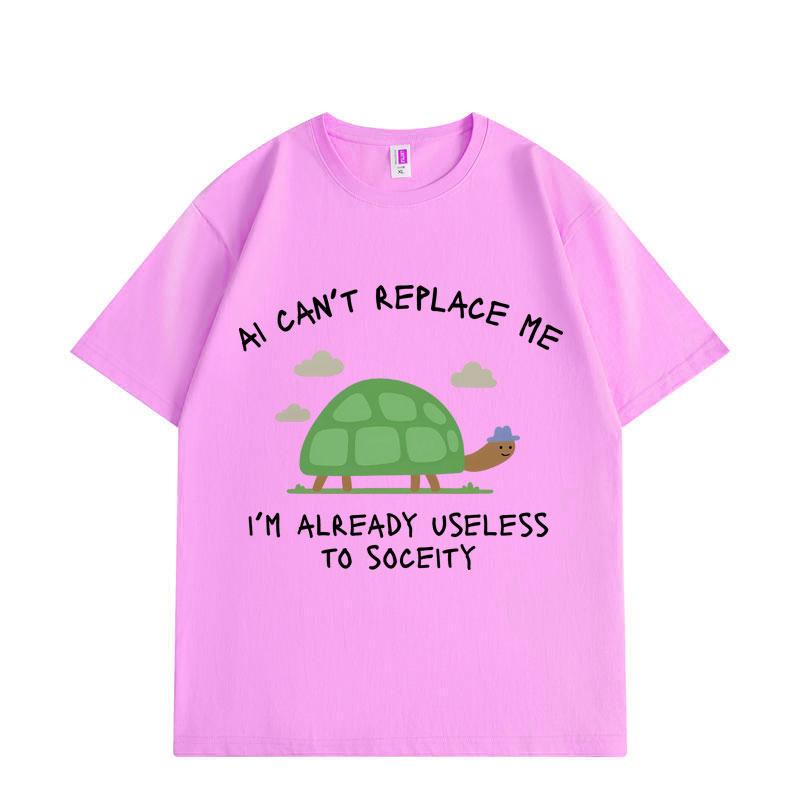 

Al Can t Replace Me Funny Meme T-Shirt High Quality Fashion Short Sleeve T-Shirts Unisex Casual Loose Cotton T Shirts Streetwear 4XL