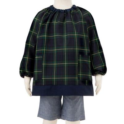 COLORFUL CANDY STYLE Smock Boys Children Kindergarten Nursery School Long Sleeve 120~130cm Tartan Check Dark Green N1139920