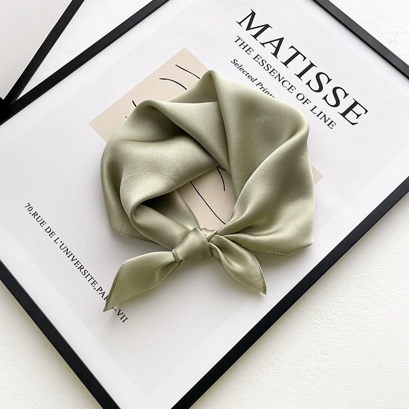 Lightweight Silk Scarf Women 53x53cm Pure Color Square Neck Elegant Minimalist Accessory